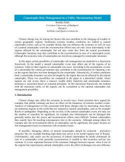 Catastrophe Risk Management in a Utility Maximization Model