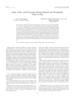 Hope, Pride, and Processing During Optimal and Nonoptimal Times