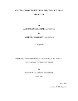 calculation of professinal fees payable to an architect