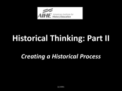Historical Thinking: Part II - Teaching American History