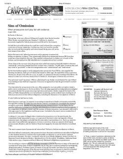 Sins of Omission - Conflict Criminal Defenders