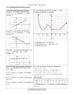 4.1 Increasing and Decreasing Functions A Increasing