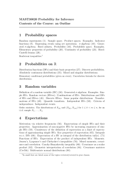 1 Probability spaces 2 Probabilities on R 3 Random variables 4