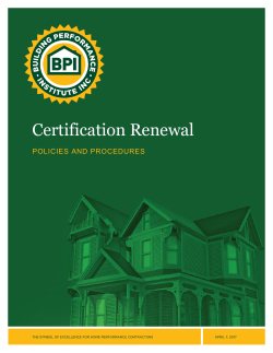 Certification Renewal Policies and Procedures