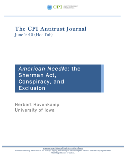 The CPI Antitrust Journal American Needle: the Sherman Act