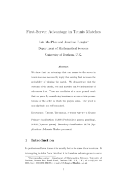 First-Server Advantage in Tennis Matches