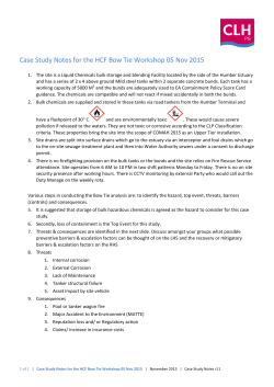 Case Study Notes for the HCF Bow Tie Workshop 05 Nov 2015