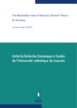 The Marshallian roots of Keynes`s General Theory M. De Vroey