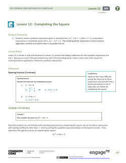 Algebra I Module 4, Topic B, Lesson 12: Teacher