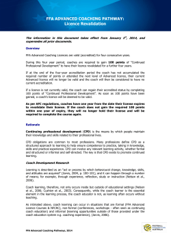 FFA ADVANCED COACHING PATHWAY: Licence Revalidation