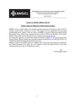 Tender for hiring two silent Gensets on rent