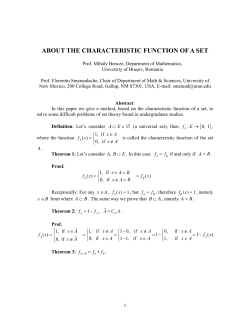 about the characteristic function of a set