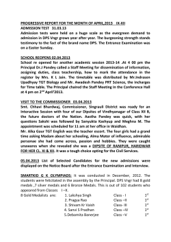 PROGRESSIVE REPORT FOR THE MONTH OF APRIL,2013 IX