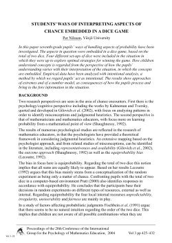 students` ways of interpreting aspects of chance embedded in a dice