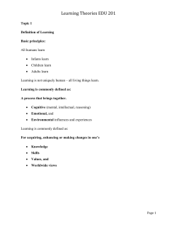 Learning Theories EDU 201