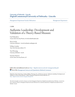 Authentic Leadership: Development and Validation of a Theory