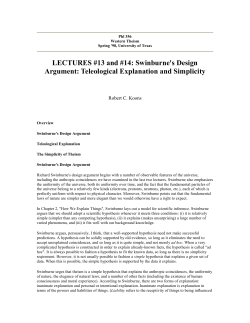 Swinburne`s Design Argument: Teleological Explanation and