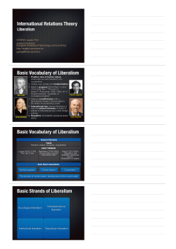 International Relations Theory Basic Vocabulary of Liberalism Basic