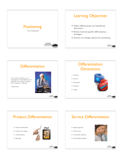 Positioning Learning Objectives Differentiation Differentiation