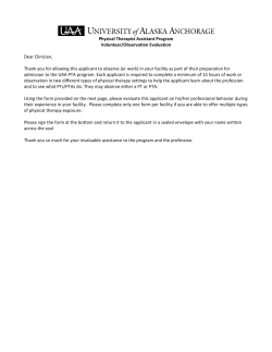 Physical Therapist Assistant Program Volunteer/Observation