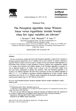 The Perceptron algorithm versus Winnow: linear