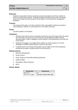 EXTRA-TERRITORIALITY - Whangarei Boys High School