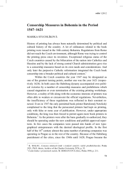 Censorship Measures in Bohemia in the Period 1547&ndash;1621
