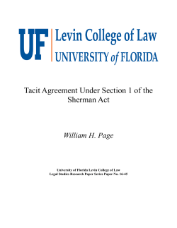 Tacit Agreement Under Section 1 of the Sherman Act