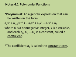4.1 Polynomial Functions