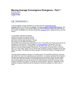 Moving Average Convergence Divergence - Part 1