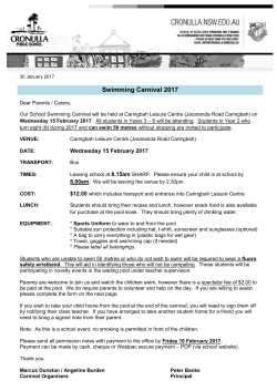 Swimming Carnival 2017 - Cronulla Public School