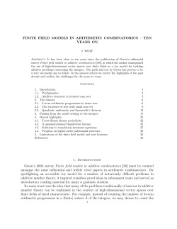 FINITE FIELD MODELS IN ARITHMETIC
