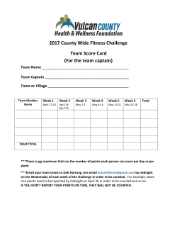2017 County Wide Fitness Challenge Team Score Card (For the