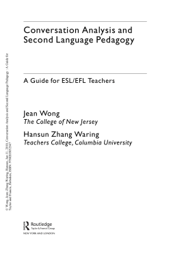 Conversation Analysis and Second Language Pedagogy