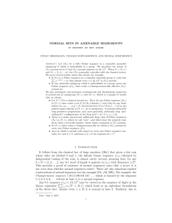 NORMAL SETS IN AMENABLE SEMIGROUPS 1