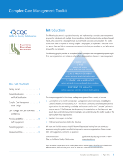 Complex Care Management Toolkit - California Quality Collaborative