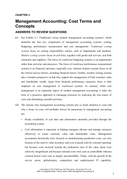 Management Accounting: Cost Terms and Concepts