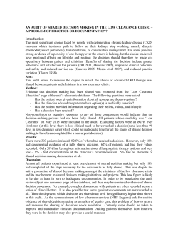 An Audit Of Shared Decision Making In The Low Clearance Clinic