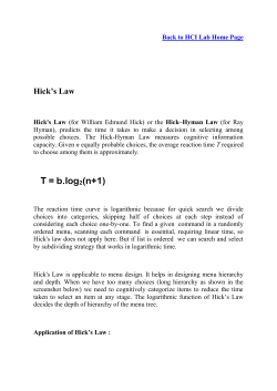 Application of Hick`s Law