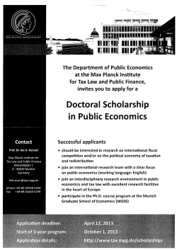 The Department of Public Economics at the Max Planck Institute for