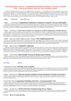 8`th Bioinformatics Day on "Computational Problems in Biology