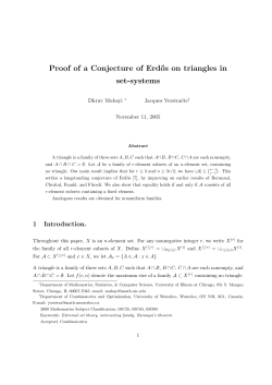 Proof of a Conjecture of Erd˝os on triangles in set