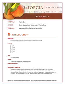 PATHWAY: Agriculture COURSE: Basic Agriculture, Science, and