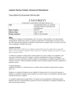 Academic Warning, Dismissal and Reinstatement