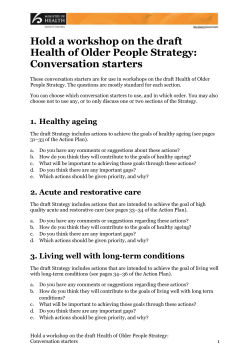 Hold your own workshop on building a new Health of Older People