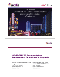 ICD-10-CM/PCS Documentation Requirements for Children`s
