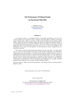 The Performance Of Mutual Funds In The Period 1945-1964