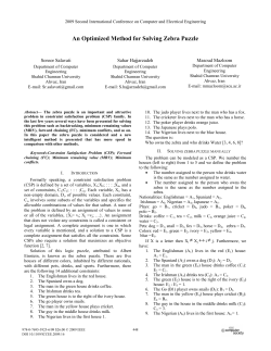 An Optimized Method for Solving Zebra Puzzle