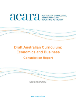 Draft Australian Curriculum Economics and Business Consultation