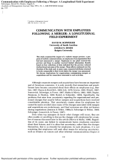 Communication with Employees Following a Merger: A